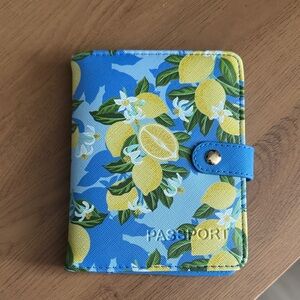 Blue and Yellow Lemon Print Passport Holder